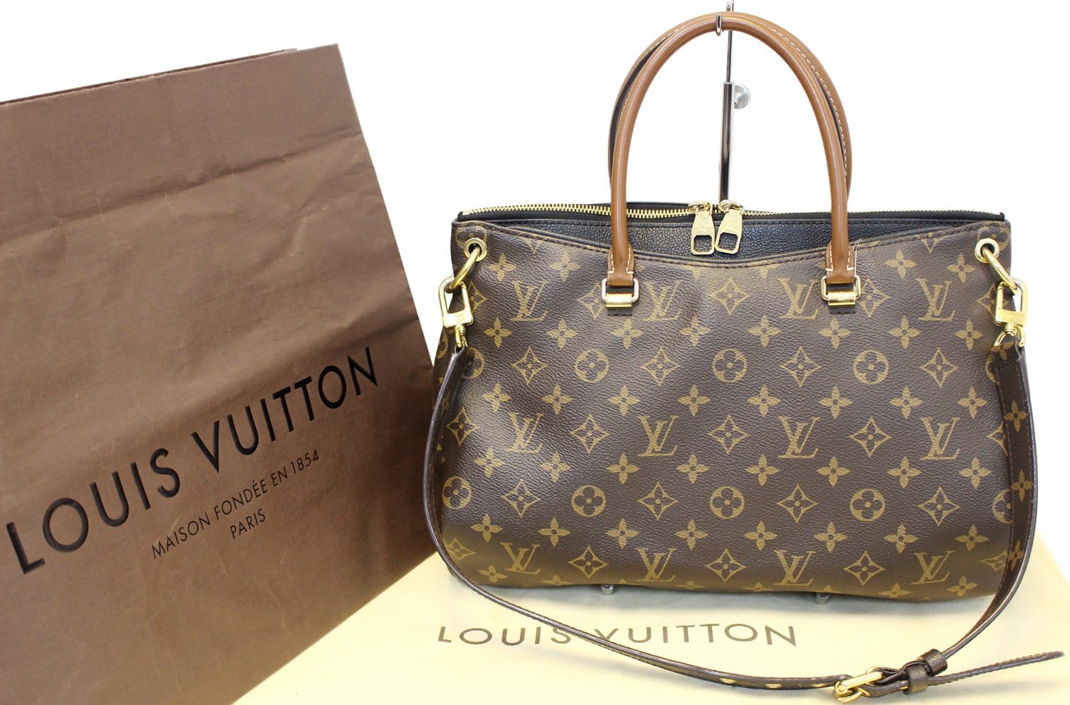 Louis-Vuitton-Monogram-Pallas-Clutch-2Way-Shoulder-Bag-Noir-M41639