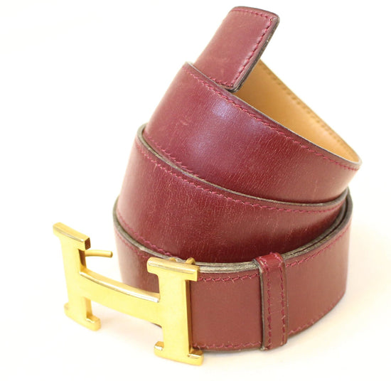 HERMES Red Burgundy Leather Whipstick Flap Fanny Pack Waist Belt