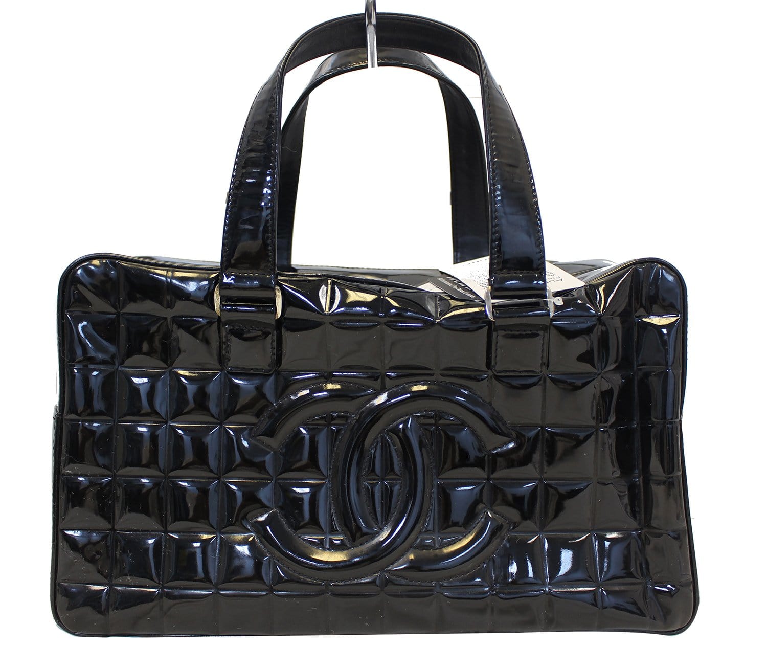 CHANEL Black Patent Leather Triple Coco Tote Bag