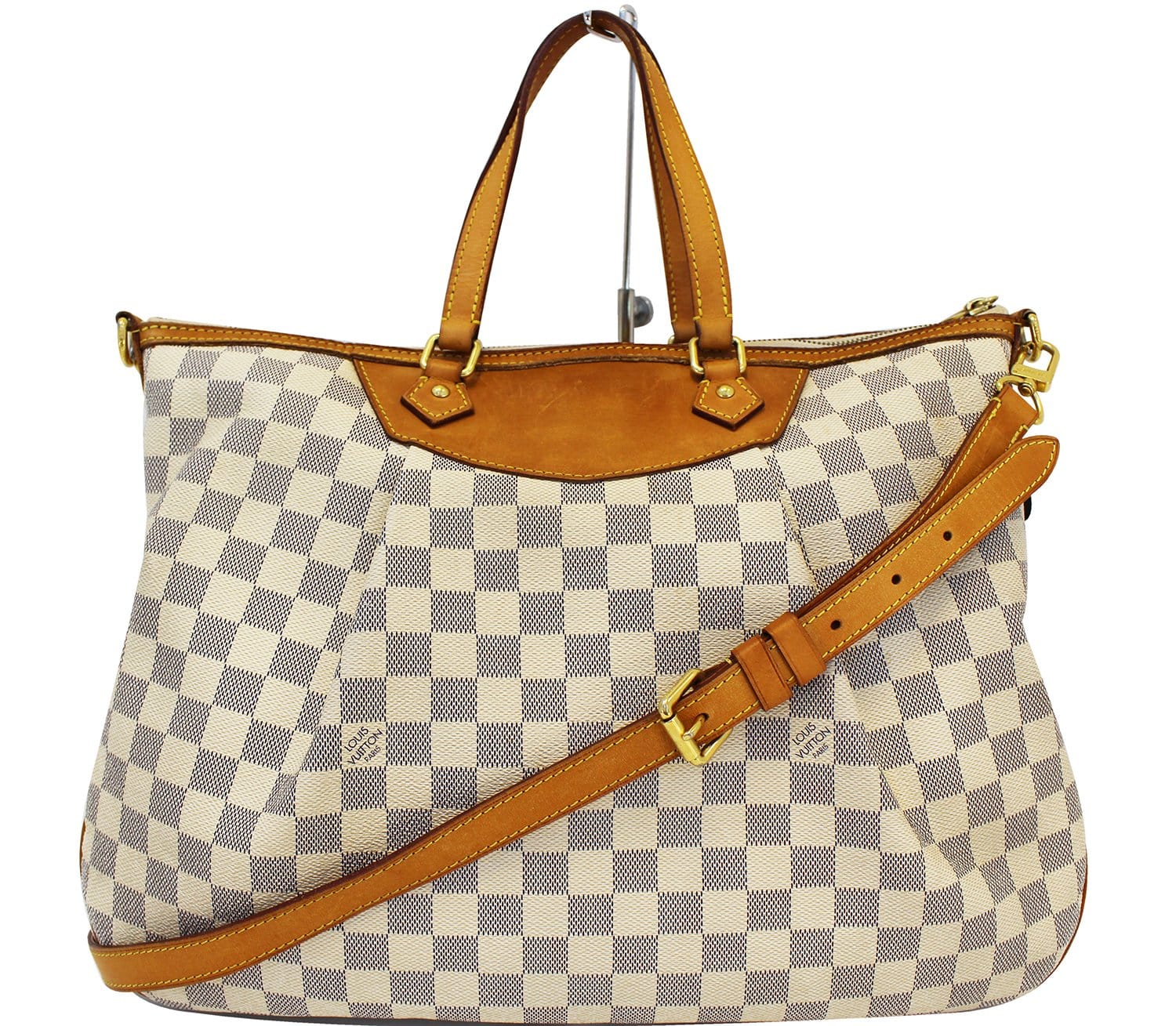 Authentic LOUIS VUITTON Siracusa GM Damier Azur Shoulder Handbag E3309