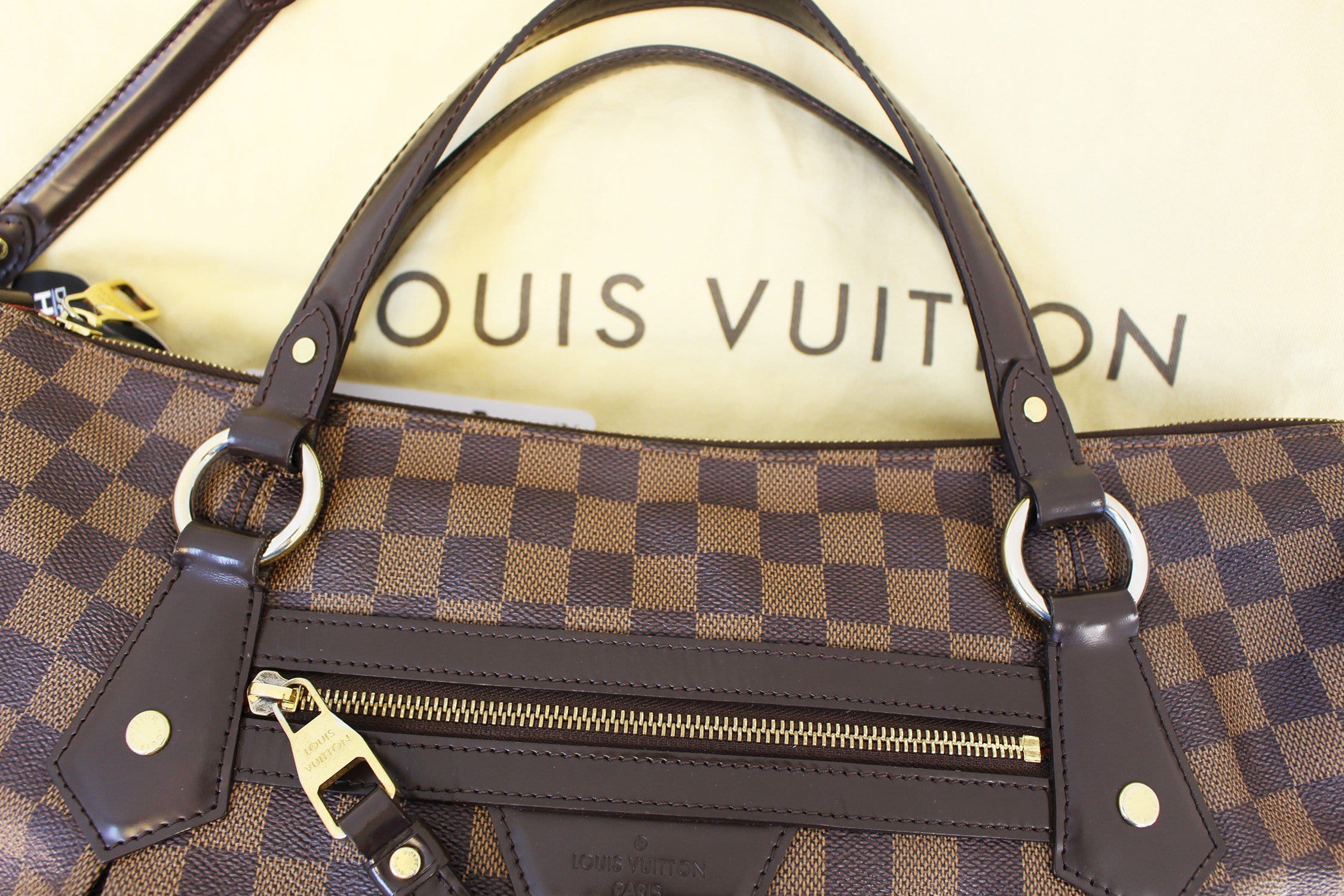 Authentic LOUIS VUITTON Damier Ebene Evora GM Tote Shoulder Bag E3311