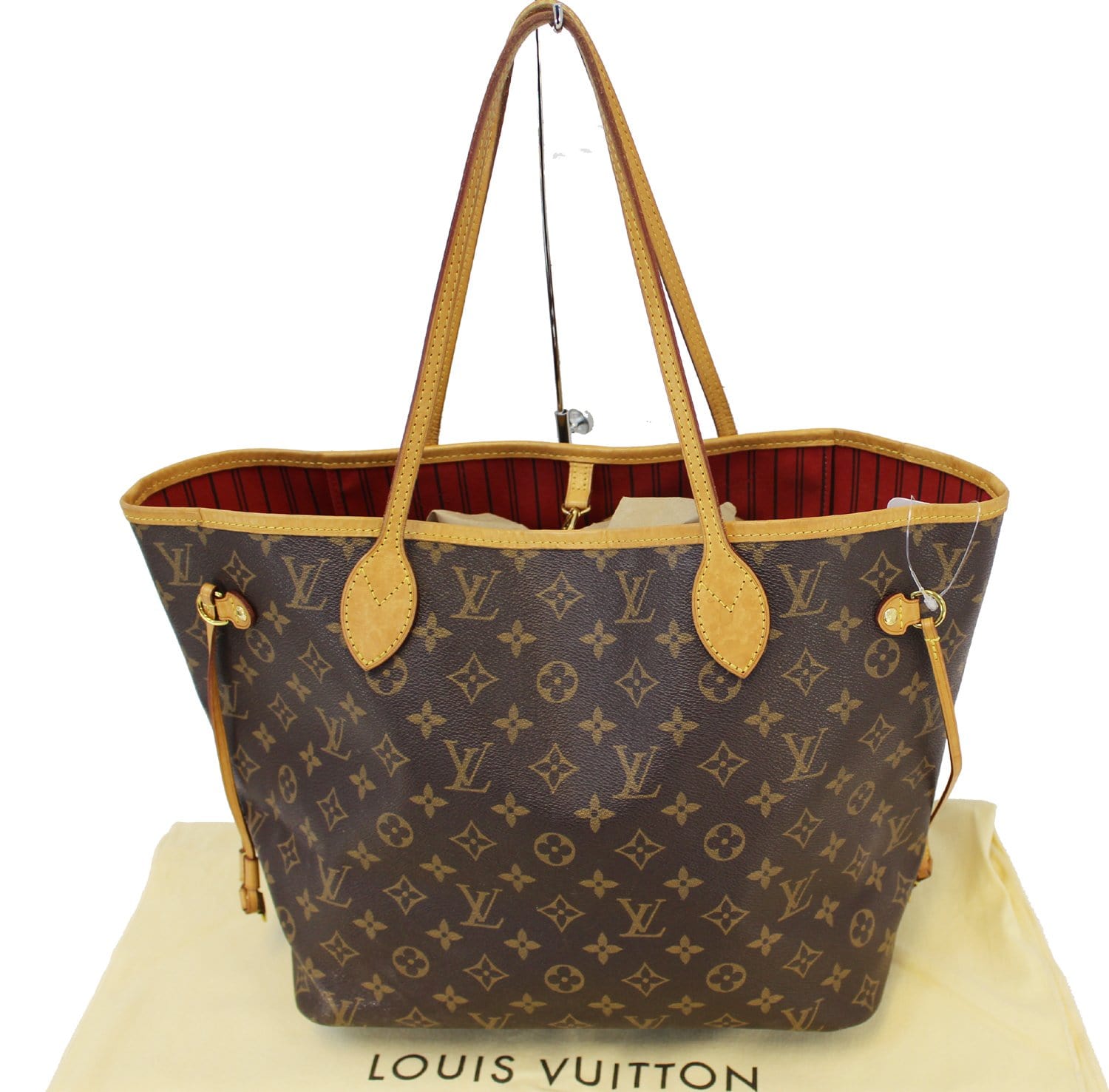 Louis Vuitton Monogram Canvas Red Neverfull Mm Tote Bag 