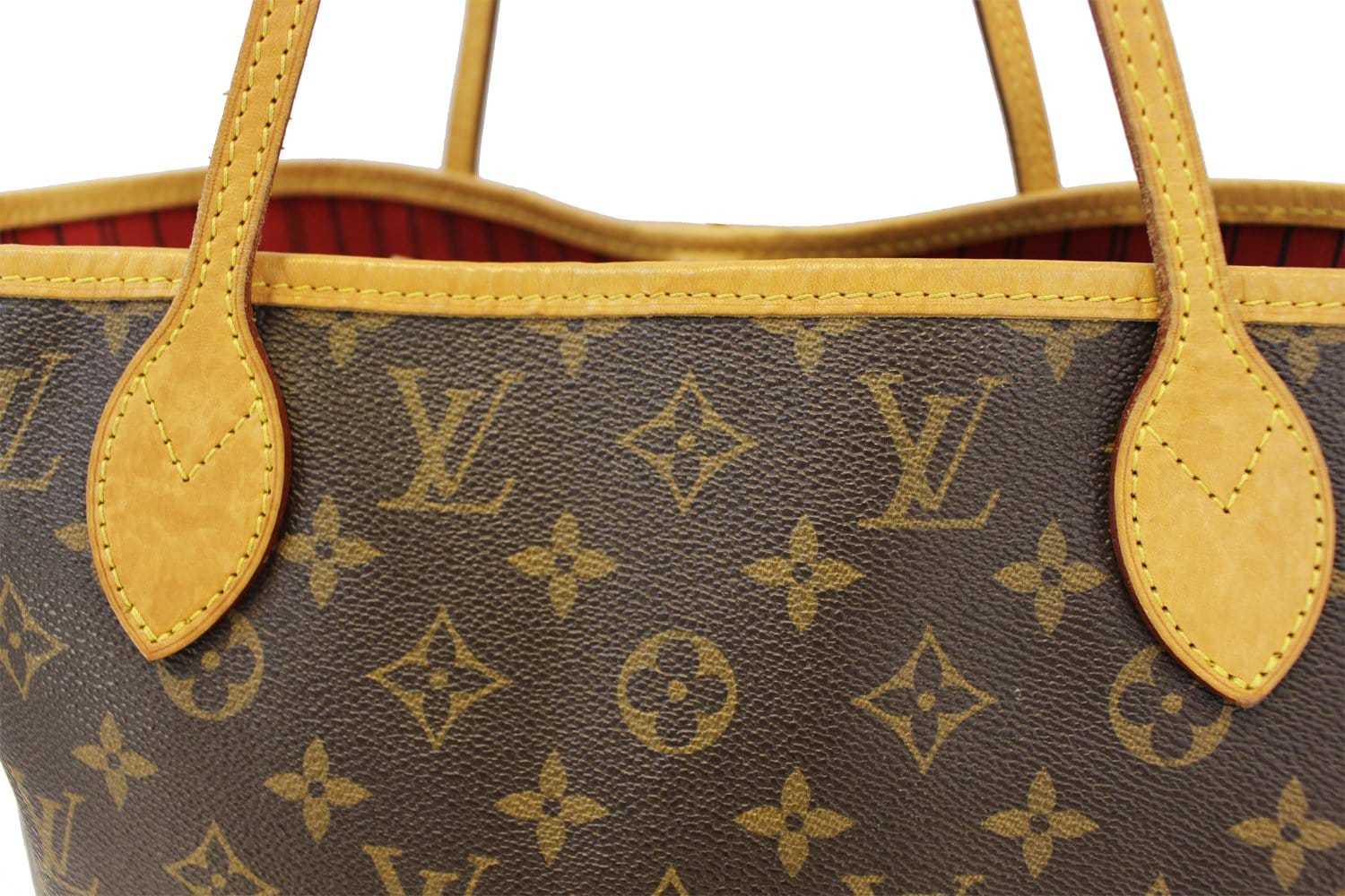 Authentic LOUIS VUITTON Monogram Canvas Red Neverfull MM Tote Bag TT15