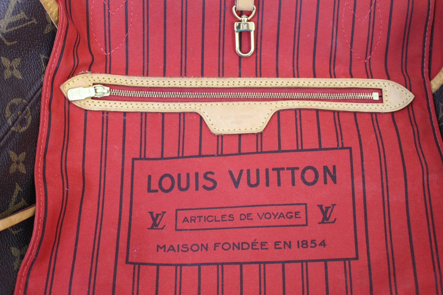 Authentic LOUIS VUITTON Monogram Canvas Red Neverfull MM Tote Bag TT15