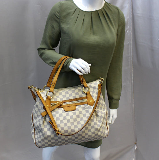 Authentic Louis Vuitton Evora MM Damier Azur Shoulder Hand Bag