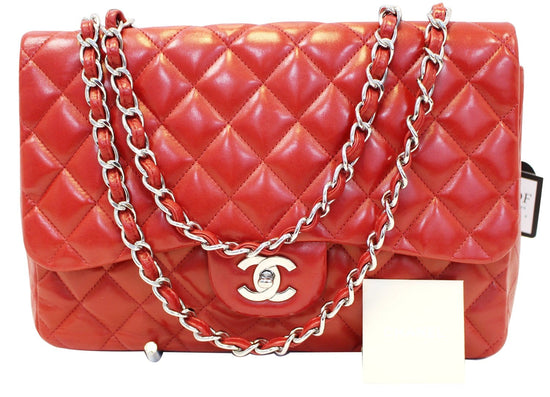 Chanel Red Caviar Leather Jumbo Classic Double Flap Bag PHW