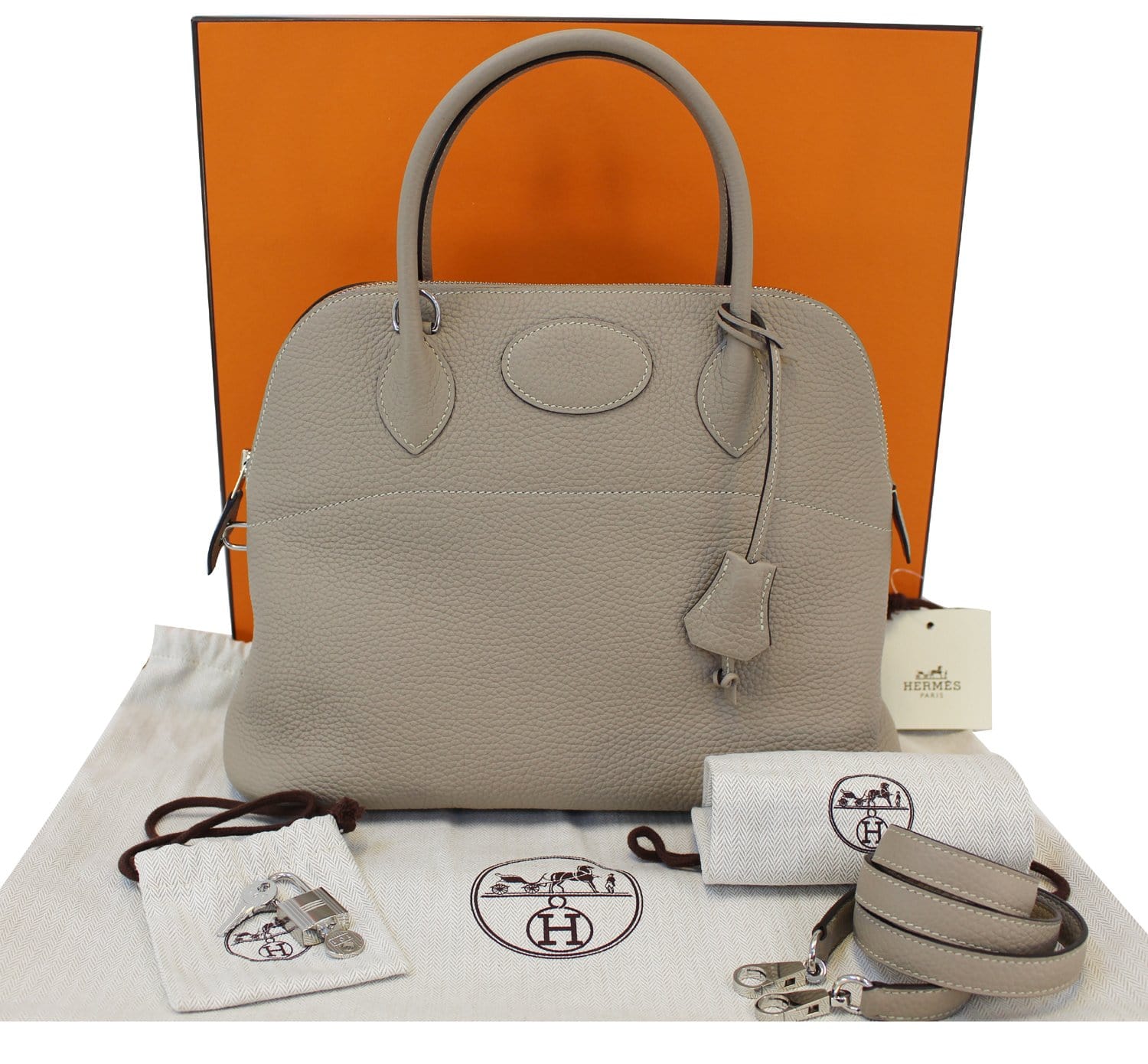 HERMES Cabasellier 31 Shoulder Bag Gray Taurillon Clemence U:2022  2200347109505