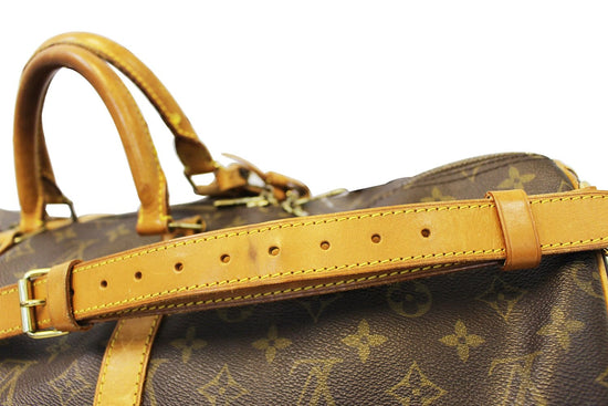 Louis Vuitton Boston Bag Keepall 55×25cm Height 30cm Monogram Brown Gold  Unisex