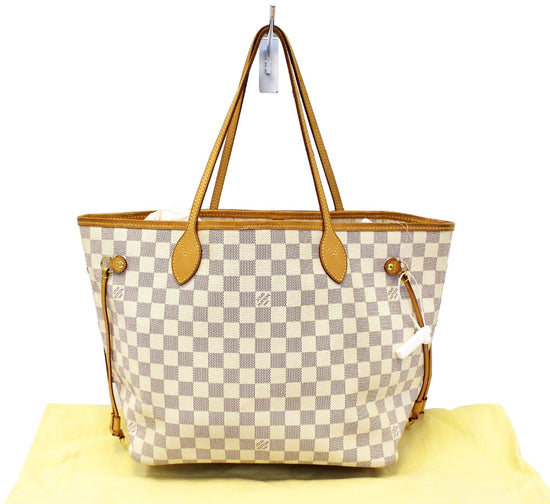 Authentic Louis Vuitton Damier Azur Neverfull MM Tote Bag N51107 LV 3945E