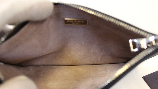 Prada Azzurro Saffiano Leather Wristlet Clutch Bag 1N188M