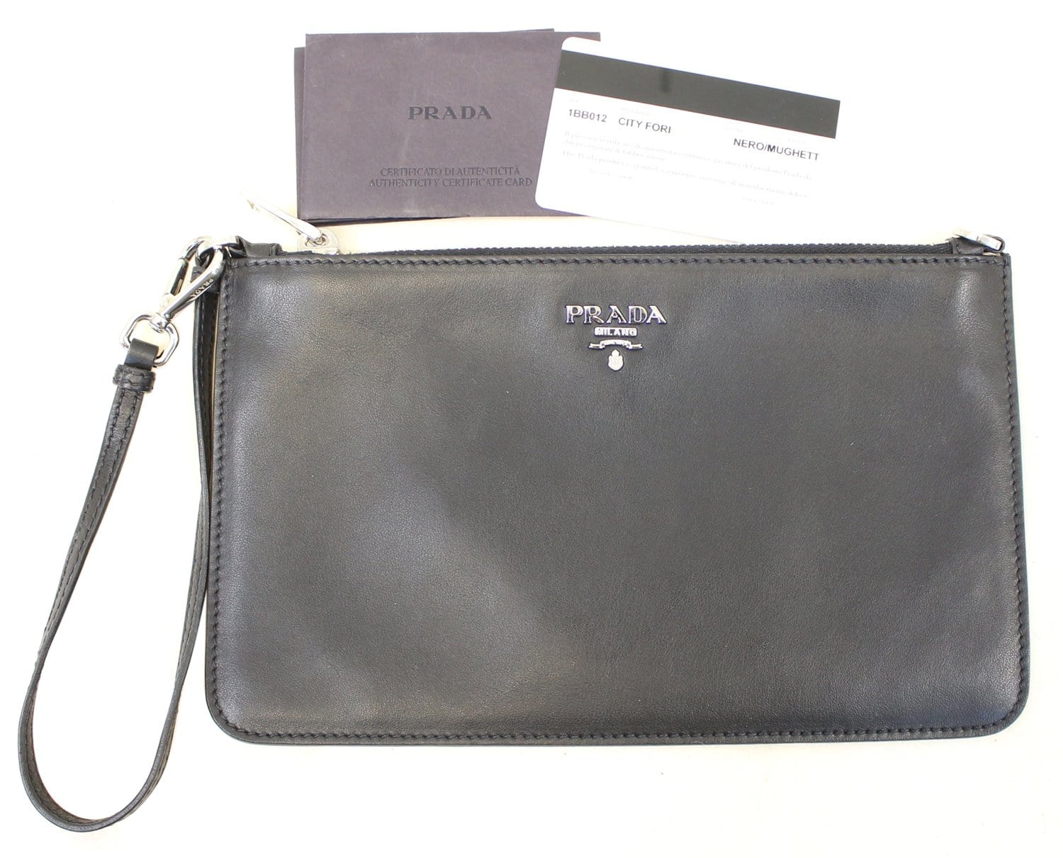 PRADA Tri-Color Saffiano Leather Zippered Portfolio Clutch Document Holder