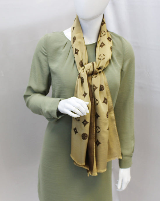 Louis Vuitton - Authenticated Scarf - Silk Brown For Woman, Good condition