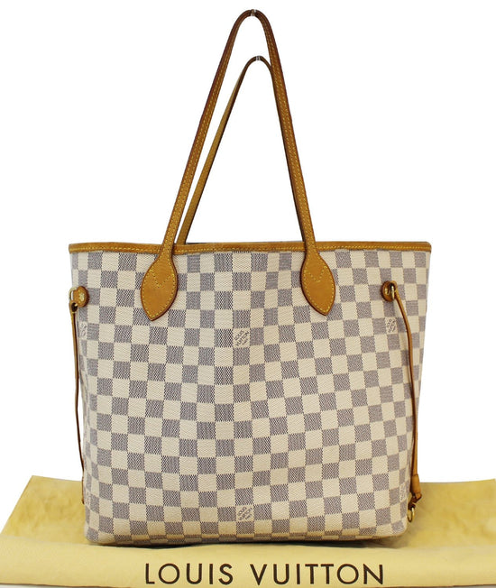 Louis Vuitton Hand Bag Neverfull MM Tote Bag - Whites Damier Azur