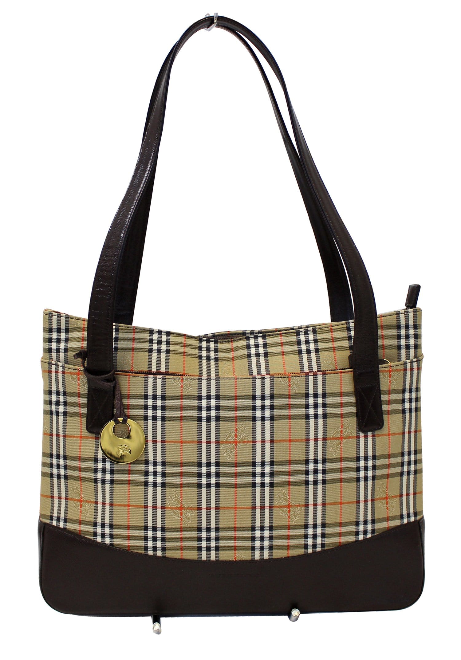 BURBERRY Nova Check Canvas Leather Black Beige Shoulder Bag