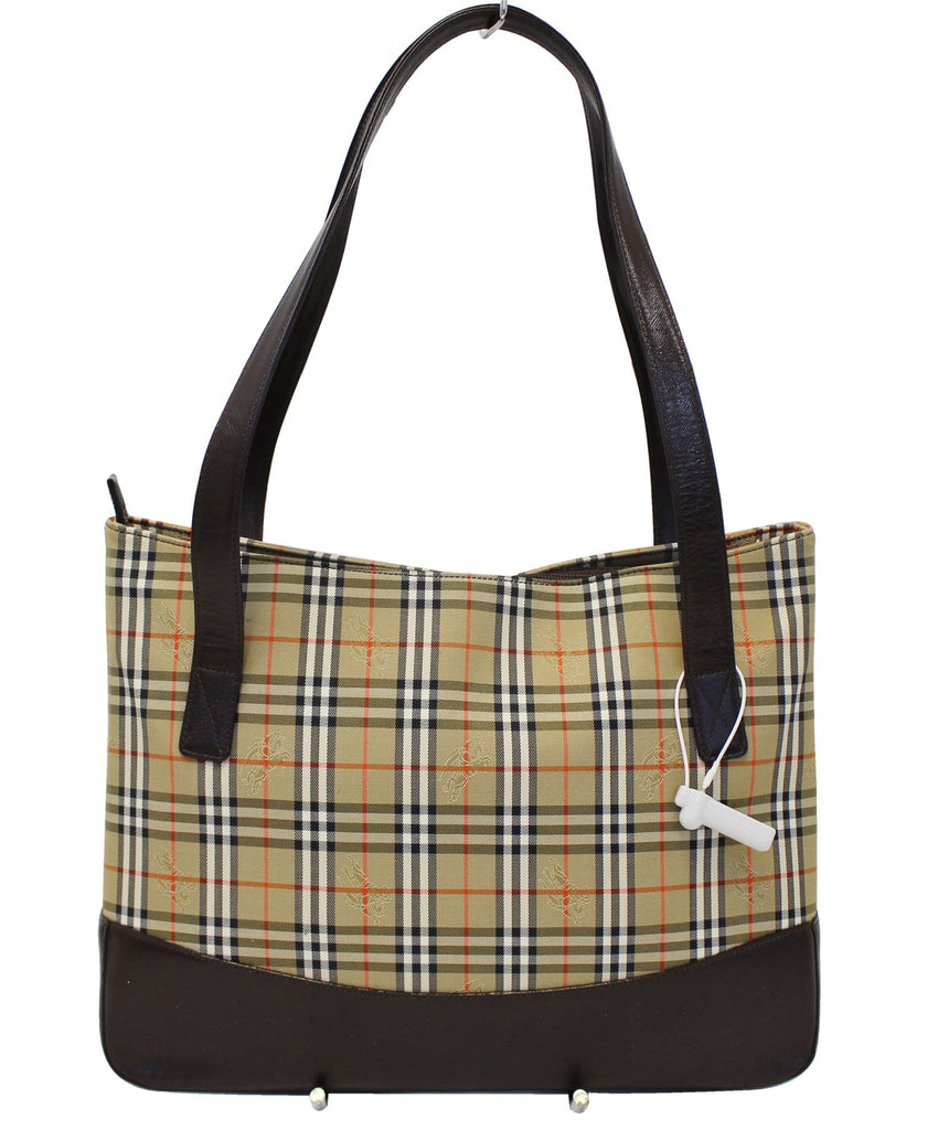 BURBERRY Nova Check Canvas Leather Black Beige Shoulder Bag