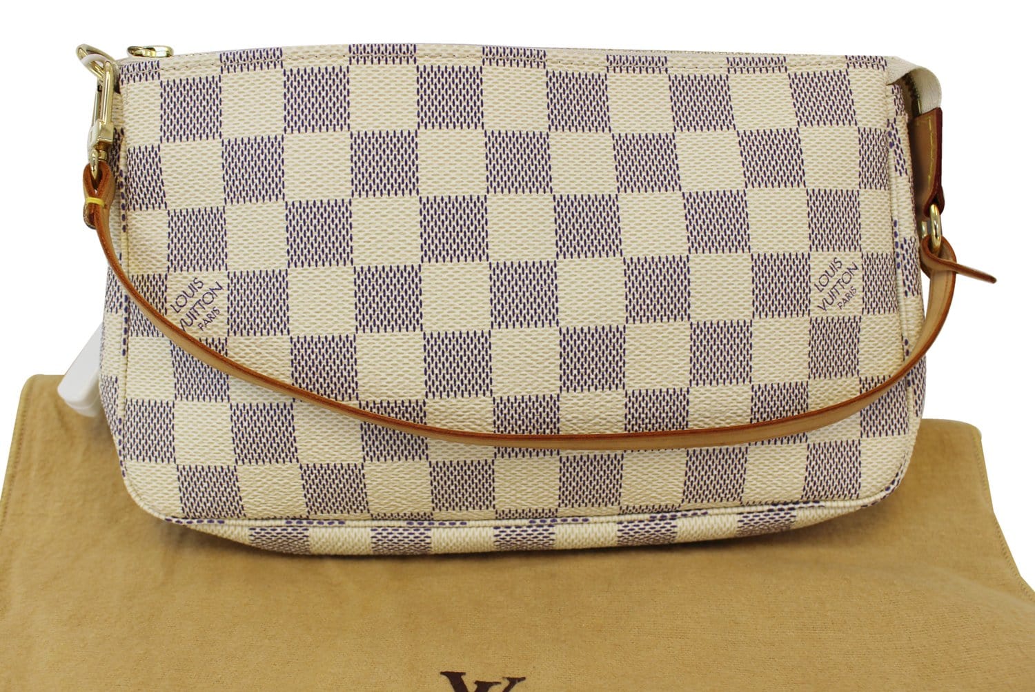 Authentic LOUIS VUITTON Damier Azur White Pochette Accessoires Pouch T