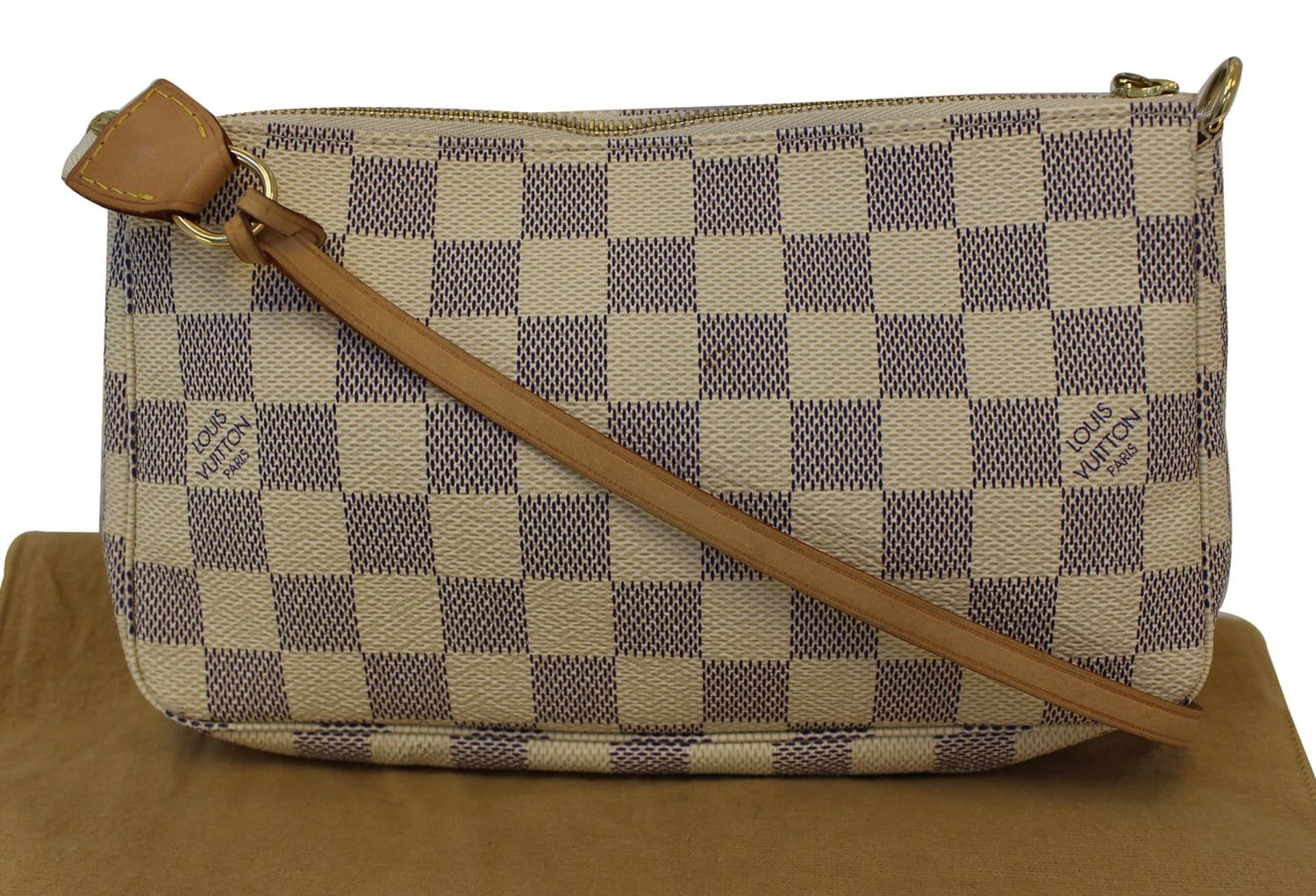 Authentic LOUIS VUITTON Damier Azur White Pochette Accessoires Pouch T