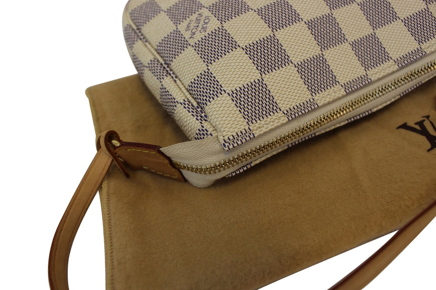 Authentic LOUIS VUITTON Damier Azur White Pochette Accessoires Pouch T