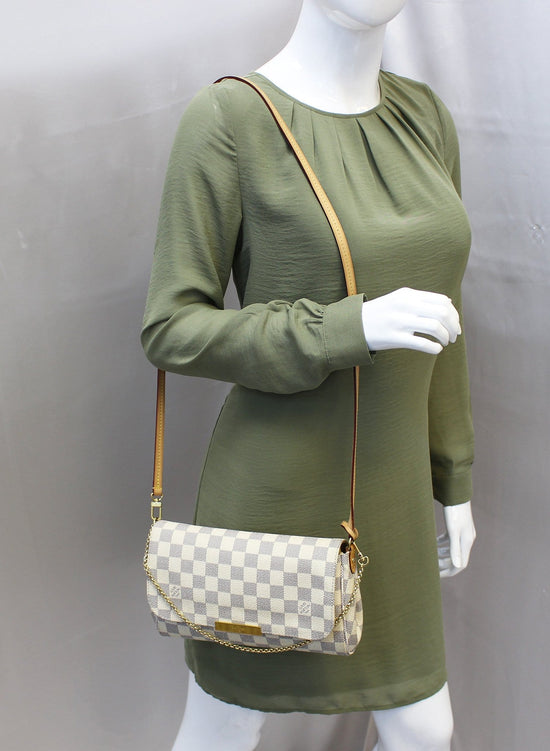 LOUIS VUITTON Favorite MM Damier Azur Crossbody Bag White