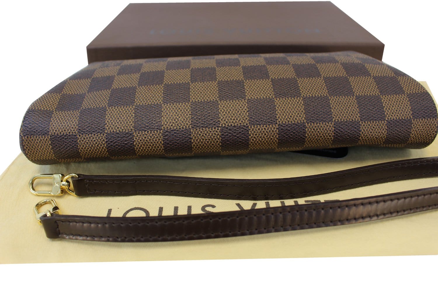 Authentic LOUIS VUITTON Damier Ebene Eva Clutch Crossbody TT1493