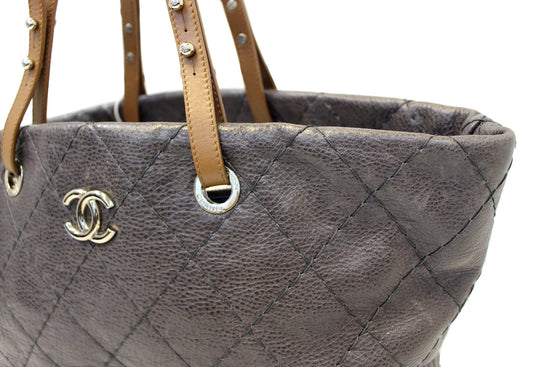 CHANEL Dark Brown Glazed Leather On the Road Tote Bag