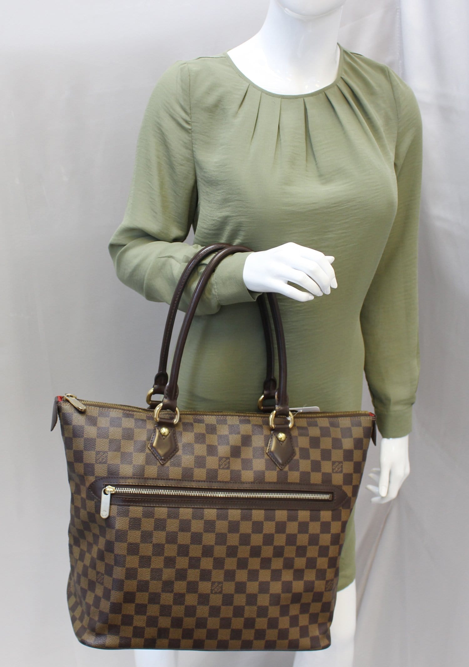 LOUIS VUITTON Damier Ebene Saleya GM Shoulder Handbag