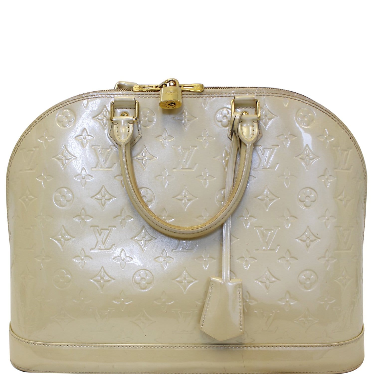 Louis Vuitton Cream Monogram Vernis Alma GM Bag White Leather ref.656328 -  Joli Closet