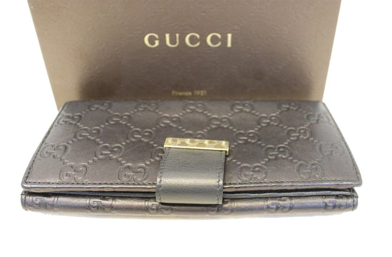 Gucci GG Guccissima Long Leather Wallet in Black –