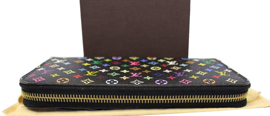 Louis Vuitton Black Monogram Multicolor Zippy Wallet Litchi Zip Around  861185