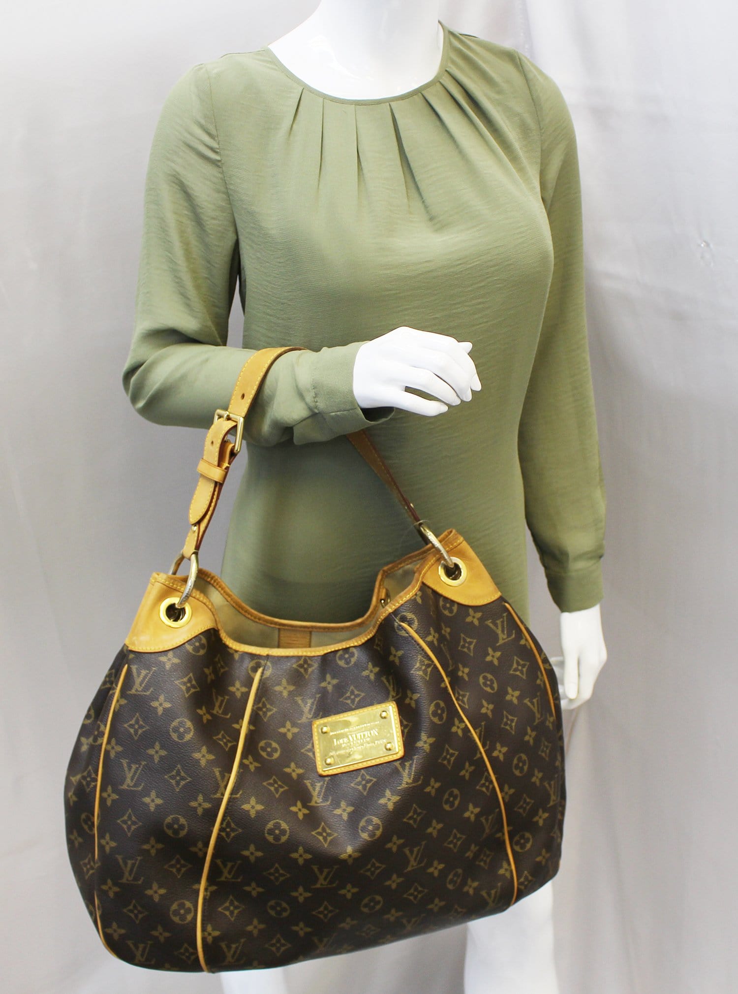 Authentic LOUIS VUITTON Monogram Galliera GM Shoulder Tote Handbag E37