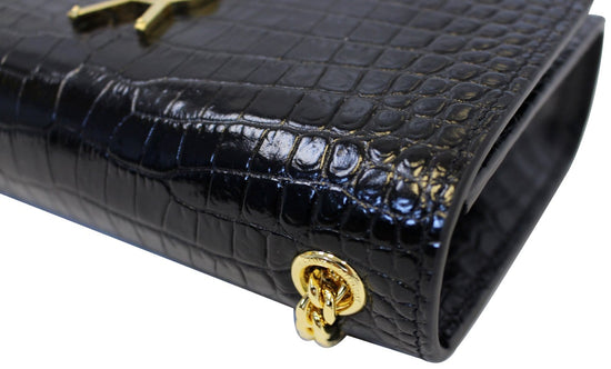 Wallet on chain crocodile crossbody bag Chanel Black in Crocodile - 27307004