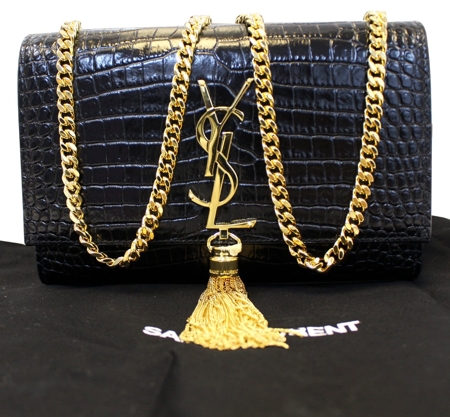 Yves Saint Laurent, Bags, Yves Saint Laurent Black Clutchevening Bag With  Gold Chain