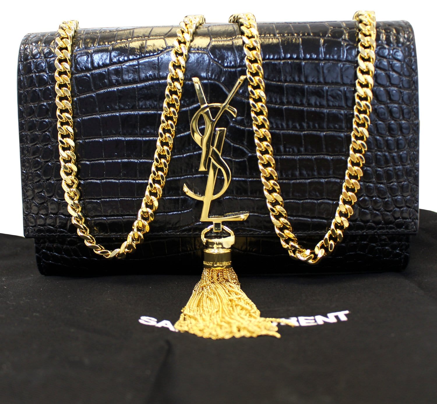 YSL Wallet on Chain Gold Hardware Black