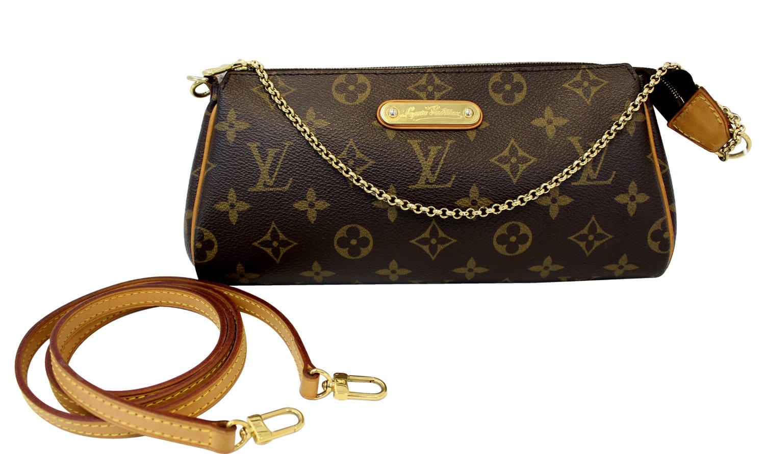 LOUIS VUITTON Monogram Pochette Eva Clutch Shoulder Bag | Dallas Designer Handbags