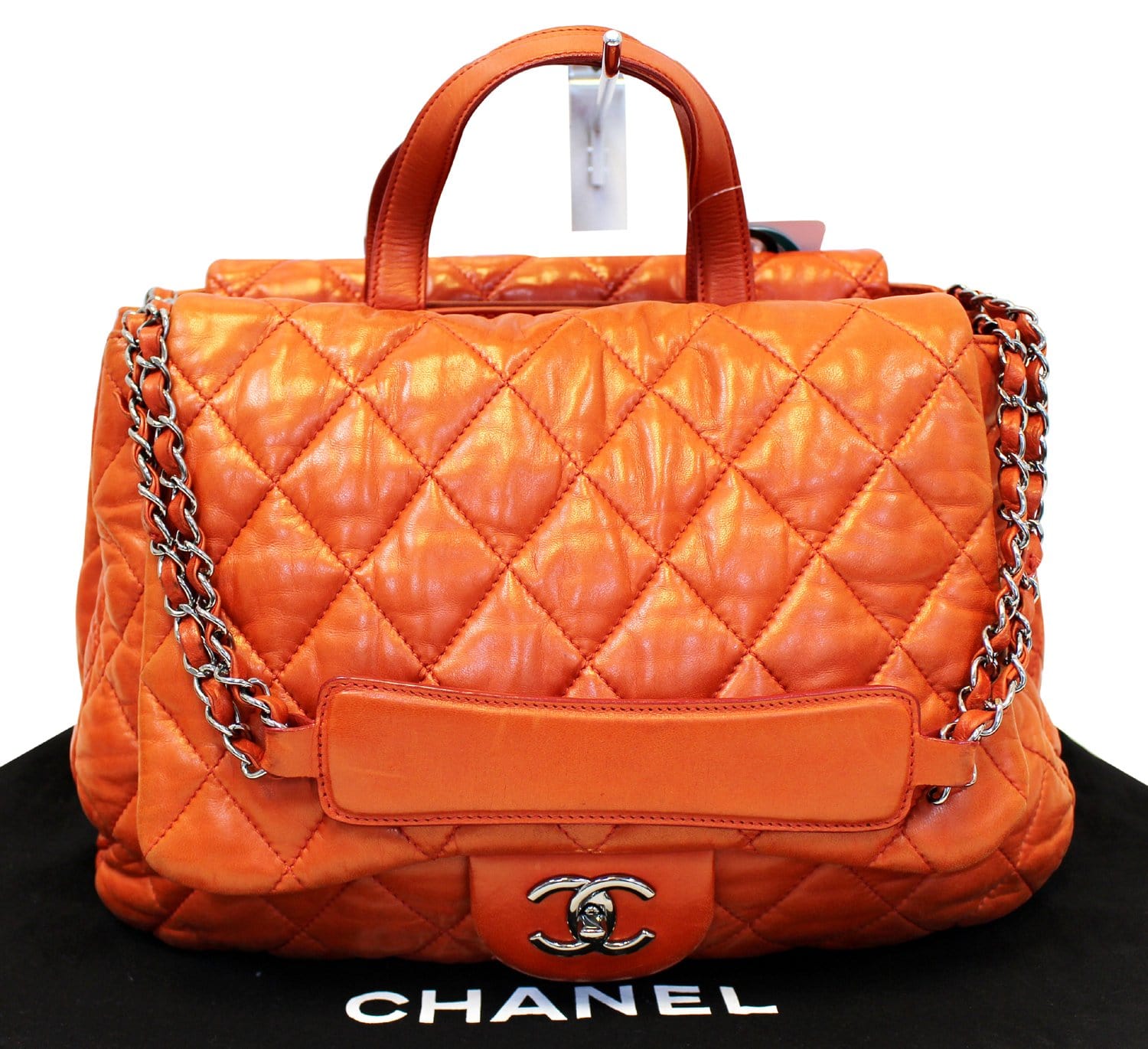 Orange Chanel Boy Accordion Flap Shoulder Bag