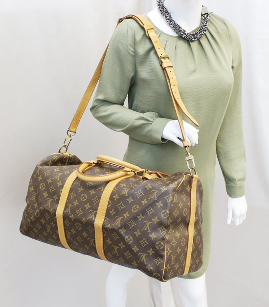 Louis Vuitton Keepall 50 Monogram Canvas Bandouliere Travel Bag  LV-0829N-0001