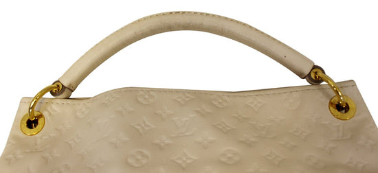 Pre-owned Louis Vuitton Neige Monogram Empreinte Leather Artsy Mm Bag In  White