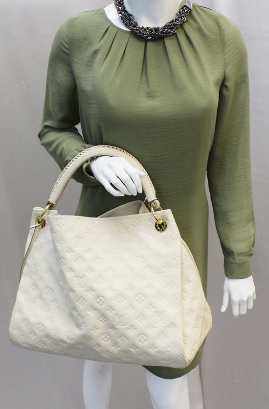 Authentic Louis Vuitton Neige Ivory Monogram Empreinte Artsy MM Hobo  1222lv45