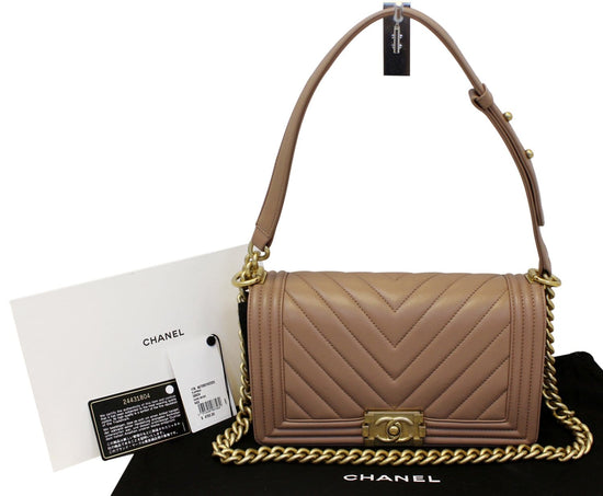 Chanel Medium Chevron Boy Bag - Brown Shoulder Bags, Handbags - CHA944132