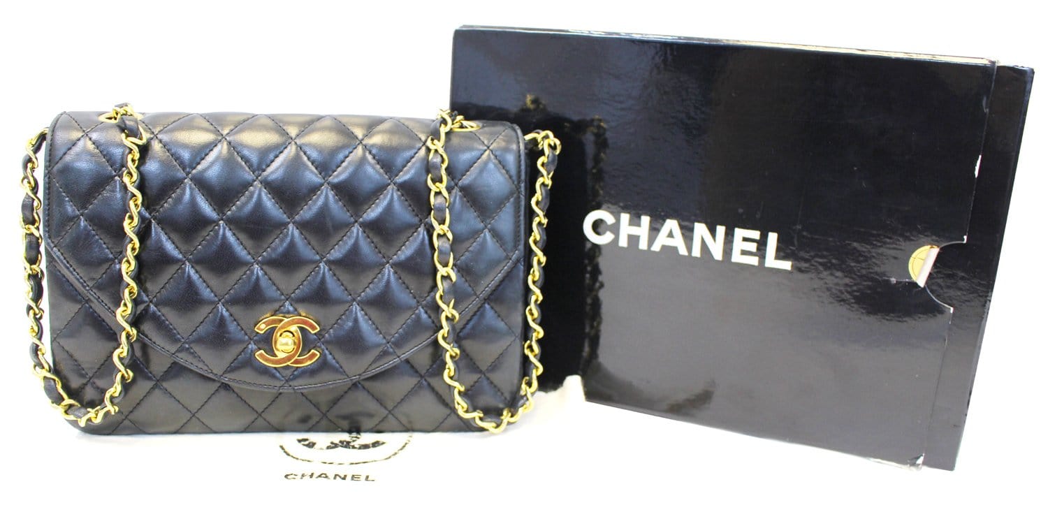 Chanel Classic Vintage Medium Quilted Leather Flap Shoulder Bag - Midnight Blue/Black