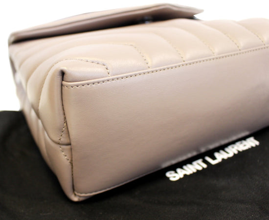 SAINT LAURENT Loulou small leather shoulder bag DEEP TAUPE – Top