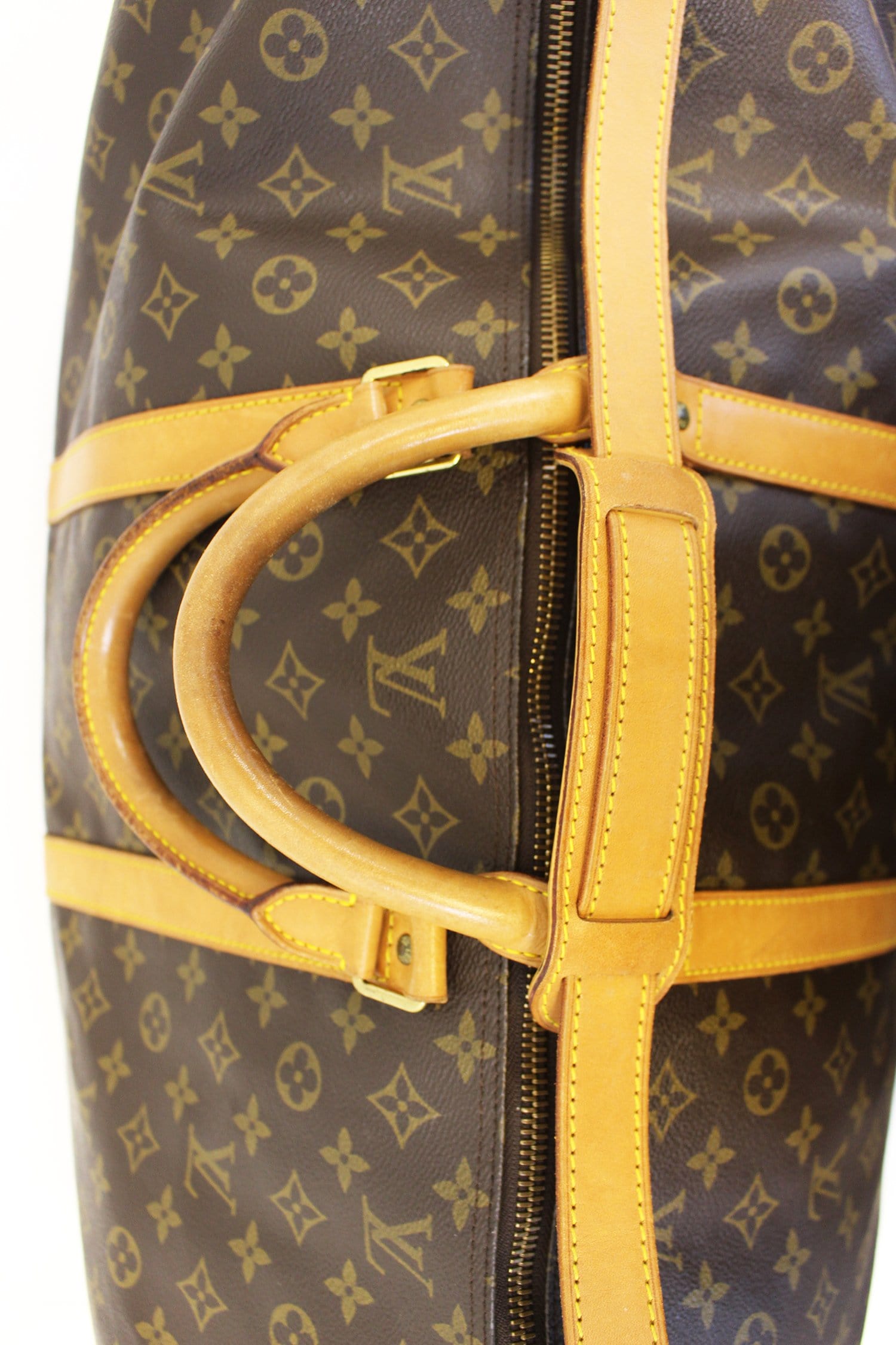 1994 Louis Vuitton Brown Monogram Coated Canvas and Vachetta Vintage Keepall  55 at 1stDibs