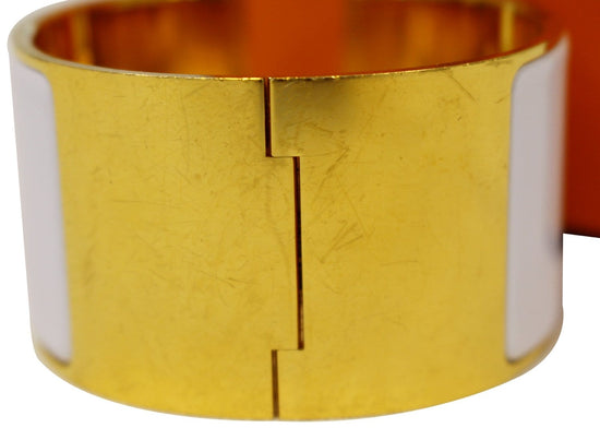 HERMES H Clic Clac Enamel Bracelet Bangle Size 7.5 Red/Gold