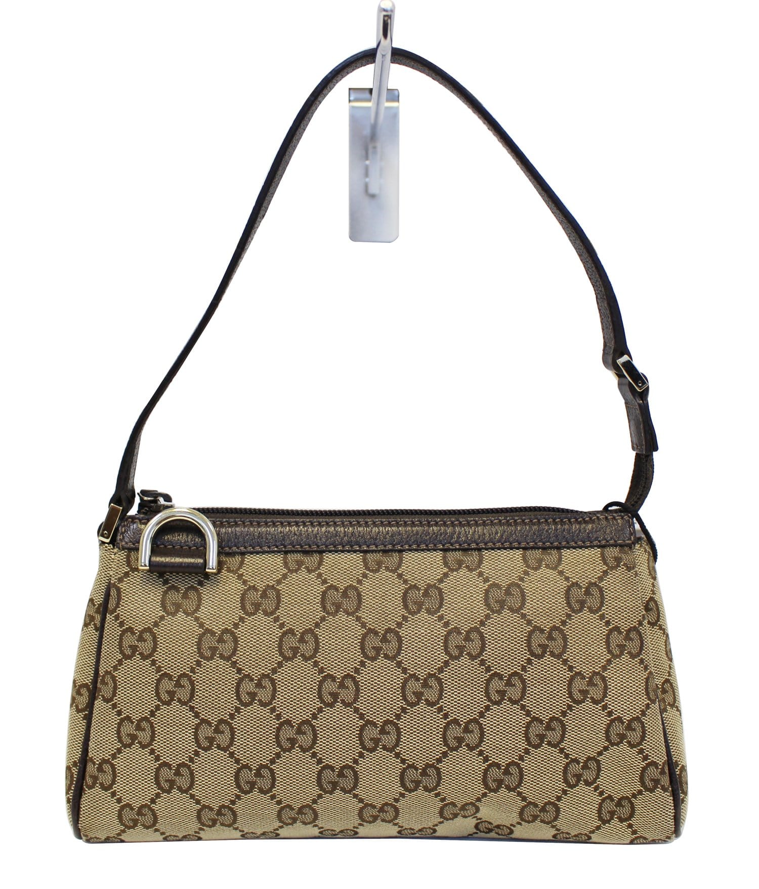 Gucci Vintage Monogram Pochette Flap Shoulder Bag Brown For Sale