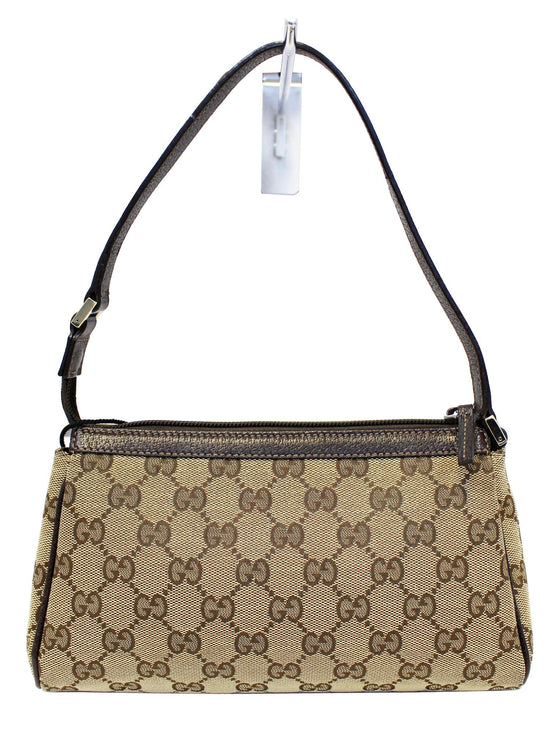 Gucci Beige GG Canvas and Leather Abbey D-Ring Pochette Bag.