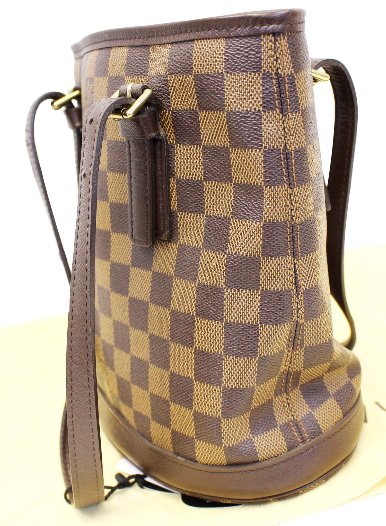 LOUIS VUITTON Damier Ebene Brown Marais Bucket Bag