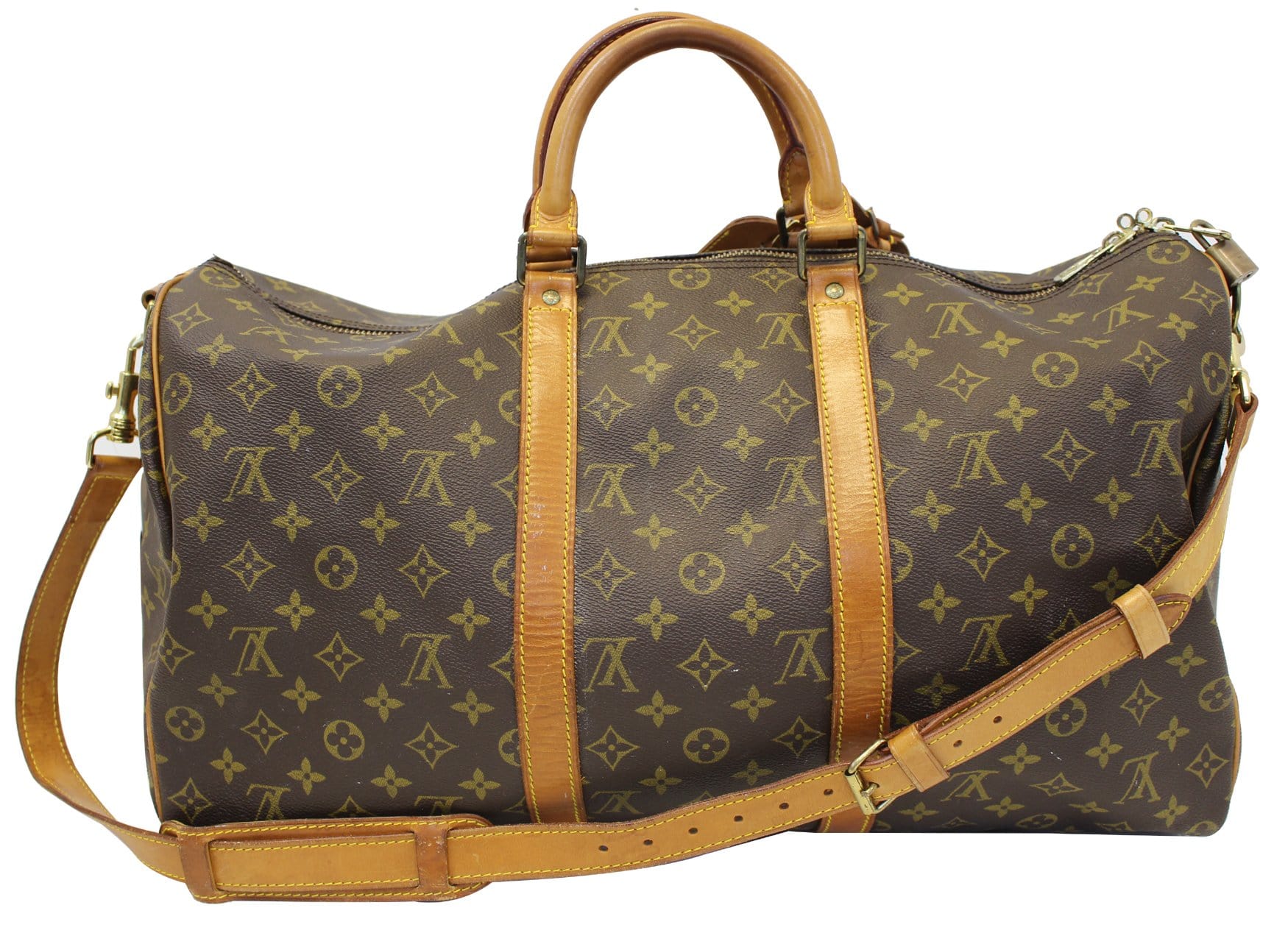 100% Authentic! LOUIS-VUITTON Keepall 50 bandouliere DUFFEL TRAVEL