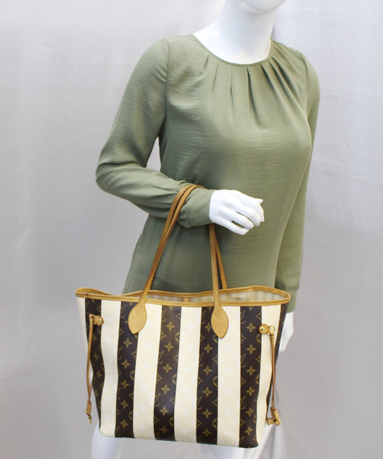 Louis Vuitton Limited Rare Stripe Monogram rayures Neverfull mm Tote 4LV1019