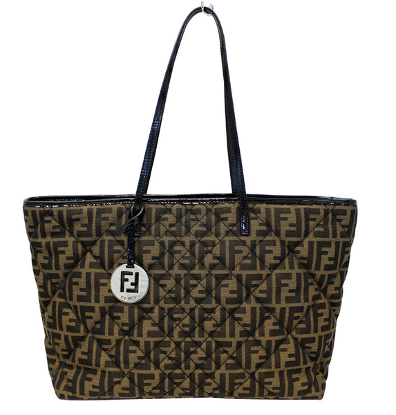 FENDI Tobacco Zucca Quilted Roll Tote Bag Black