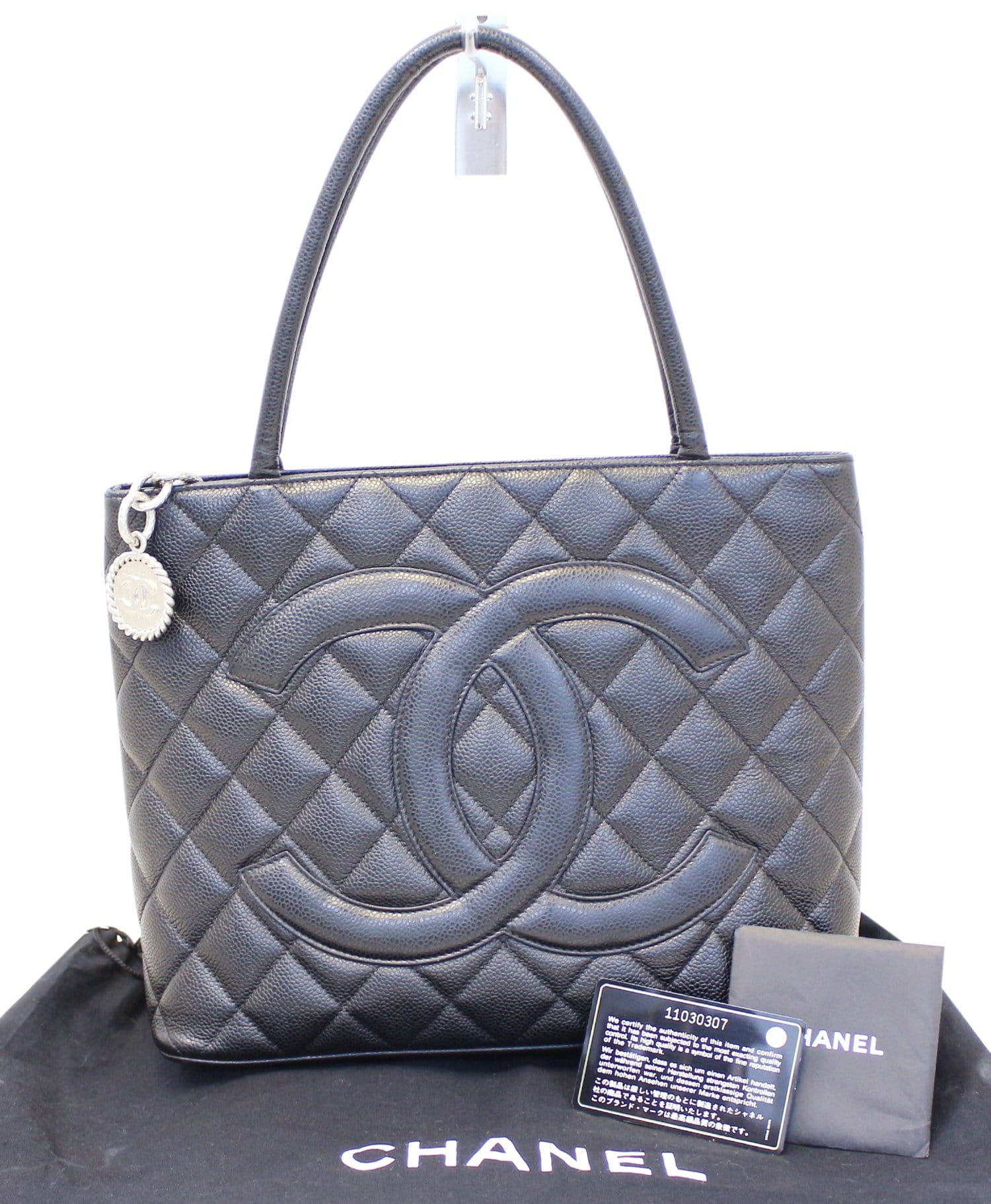 CHANEL 2006 CC Medallion Tote Bag Cream Beige Caviar Leather First  Collection - Chelsea Vintage Couture